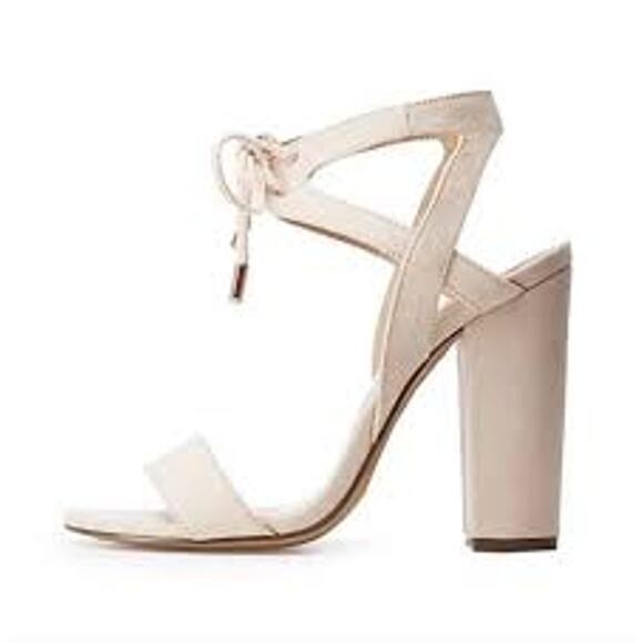 Charlotte Russe Womens Jennie Sandals 6 Faux Suede Open Toe Block Strappy Heels - Picture 1 of 11